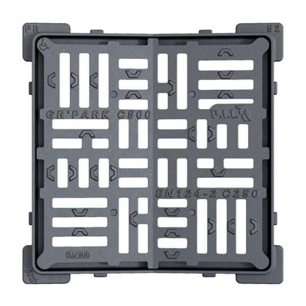 GRILLE FONTE NON NF CONCAVE CARREE 500 C250 PMR