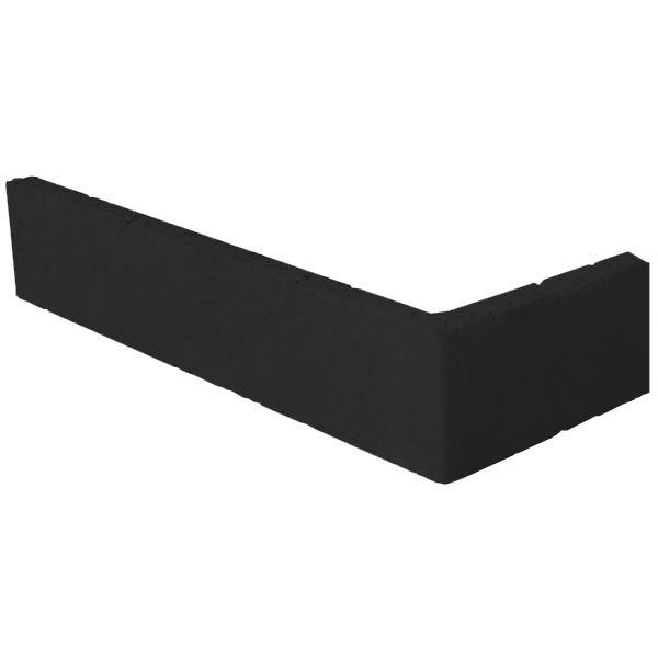 Plaquette d'angle de parement mural en terre cuite lisse Terreal PL12 Noir engobé - 22 CM x 10,5 CM x 14 / 50 MM