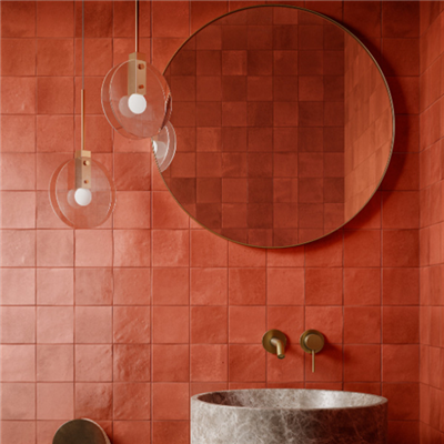 Faïence brillante effet Zellige - Mélange Ragno - 10,0 CM x 10,0 CM - ép. 10,00 MM - Bordeaux