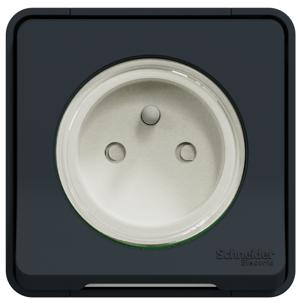 Prise de courant 2P+T en saillie Schneider Mureva Styl complète - IP55 - IK08 - gris anthracite - 16A 250V