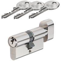 Cylindre de sécurité à bouton Abus E50 à 5 goupilles pour serrure à profil européen - 3 clés - 30 x 30 mm