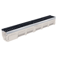 Caniveau en béton polymère MEADRAIN SV 1000 avec feuillures acier galvanisé et grille fonte C250 - Largeur 100,0 mm - Longueur 1 m