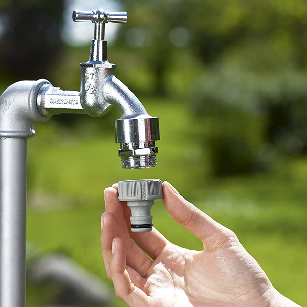 Raccord nez de robinet pour tuyau d’arrosage Gardena - Filetage 15 x 21 mm - 1/2" - Plastique