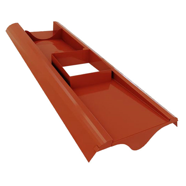 Embase d'étanchéité tuile pour sortie de toit carrée 20 x 20 cm - Pente 30 à 53 % - Rouge brique