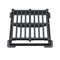 Grille carrée plate en fonte C250 avec cadre pour boîte de branchement - ouverture libre 300,0 mm x 300,0 mm