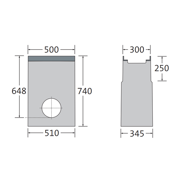 Avaloir eau pluviale pour caniveau en béton BIRCOsir DN 200 avec sécurité anti-soulèvement - Longueur 500 mm