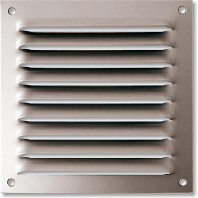 Grille métallique à persiennes en applique avec moustiquaire 400x400mm finition Alu anodisé