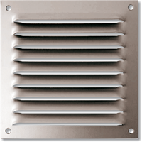 Grille métallique à persiennes en applique avec moustiquaire 400x400mm finition Alu anodisé