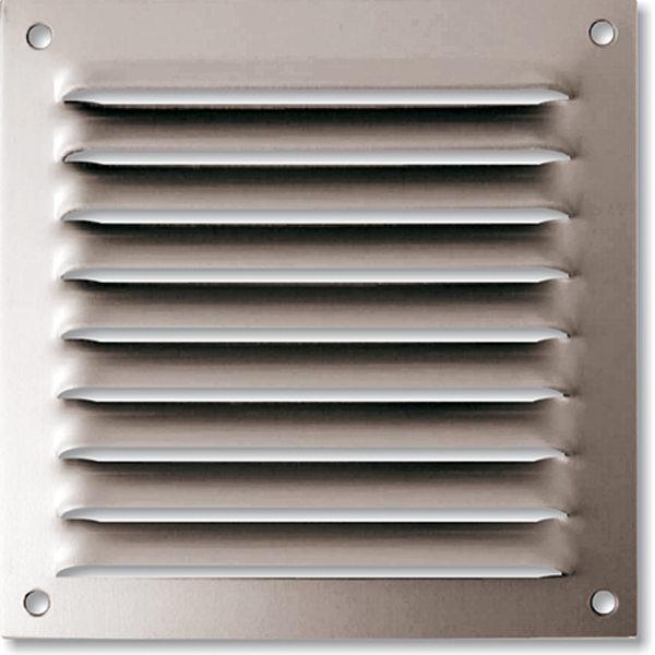 Grille métallique à persiennes en applique avec moustiquaire 400x400mm finition Alu anodisé