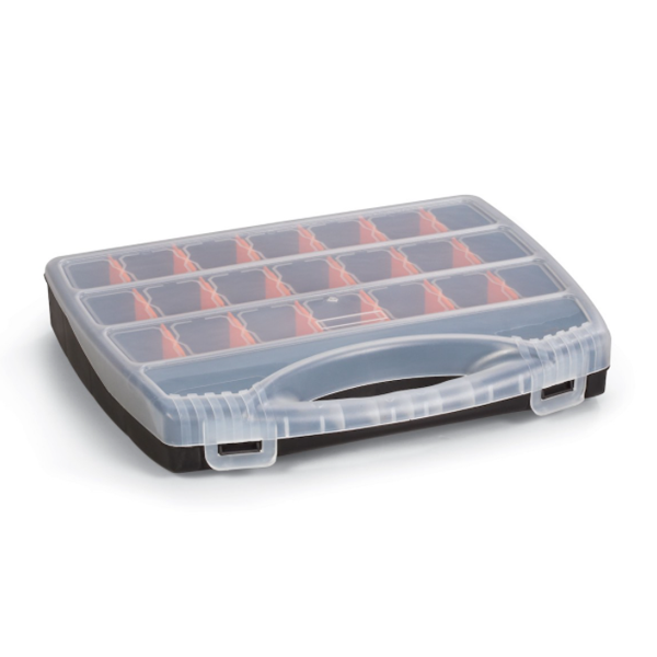 Mallette de rangement avec 18 séparateurs amovibles - 380 x 310 x 60 mm - Polypropylène noir