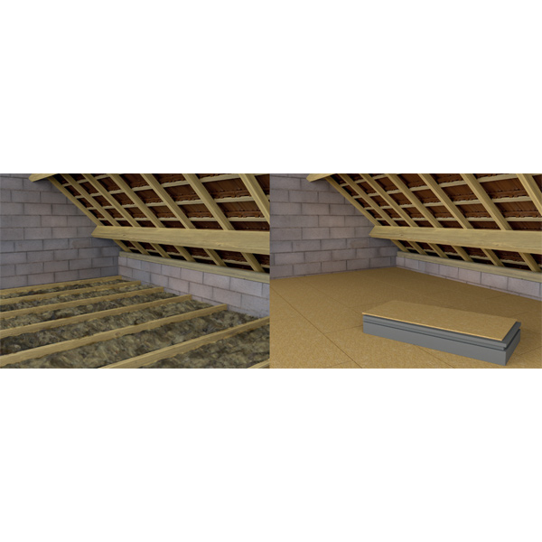 Isolant PSE + dalle OSB - isolation combles perdus et aménagement - Solivbox 31 - R=7,32 m².K/W - 1,20 M x 0,50 M - ép. 12+220 MM