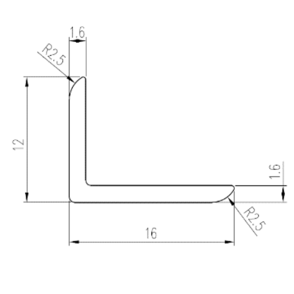Profilé d'angle extérieur en L Gerflor pour dalle et panneau mural Revela - alu - 16,0 MM x 12 MM - long. 2,60 M