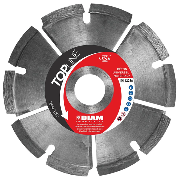 Disque diamant DJA TopLine Diam Industries - Ø 125 x 22,23 mm - Joints durs-tendres - 32 x 8 x 7 mm