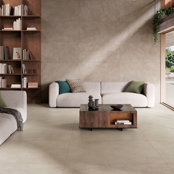 Carrelage intérieur effet pierre en grès cérame rectifié - Lythos GRIP - 60 x 60 cm - ép. 8,2 mm - Sabbia