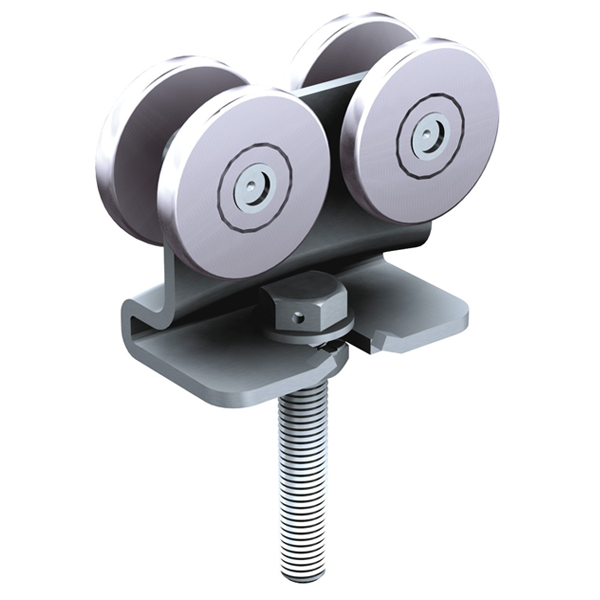 Monture avec support col de cygne avec 4 galets acier - Lot de 2