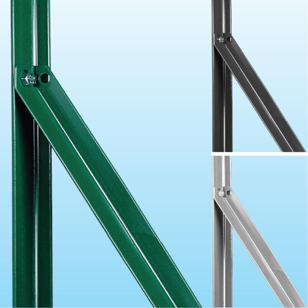 Jambe de force clôture en acier galvanisé Vert RAL 6005- Longueur 2,00 m - Section 25 x 25 mm