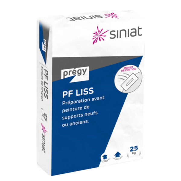 Enduit de finition et de lissage pour préparation avant peinture - PF LISS Siniat - Sac de 25 kg