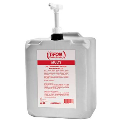 Savon gel microbilles Tifon salissures tenaces bidon 4.5 litres avec pompe