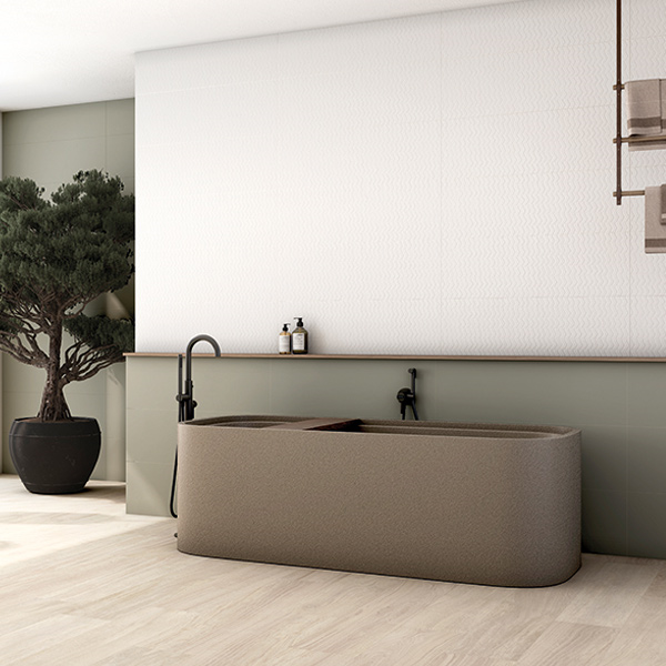 Faïence murale en grès cérame rectifié - Dream - 90,0 CM x 30,0 CM - ép. 8,50 MM - Coloris Salvia