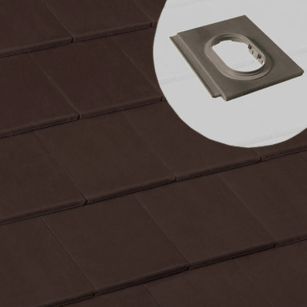 Tuile à douille béton pour système Durovent - Innotech - Brun - 42 x 33.5 cm