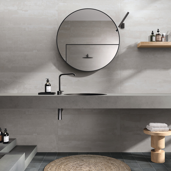 Faïence murale rectifiée effet béton Hoss - 30,0 cm x 90,0 cm - ép. 9,10 mm - coloris Ash mat