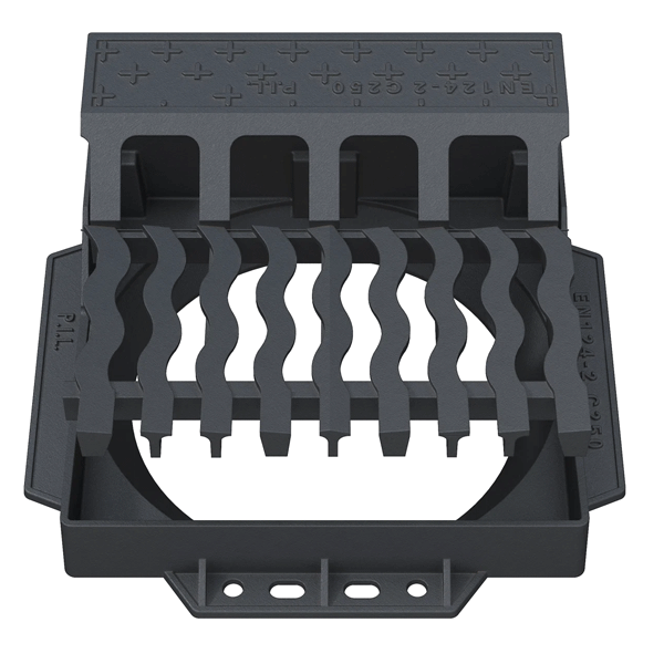 Avaloir à grille C250 en fonte ductile Profil A pour collecte eaux pluviales en bordure de voirie - 510 x 600 mm