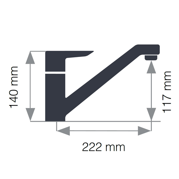 Mitigeur d'évier avec bec bas mobile et mousseur - Alto Eurosanit - Hauteur 140  mm - Corps en laiton chromé
