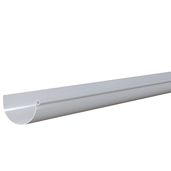 Gouttière demi-ronde à ourlet MEP GD25 en PVC Blanc - développé 250 MM - longueur 4 M