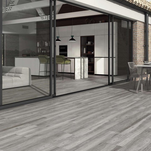 Carrelage intérieur en grès cérame émaillé effet bois Pecan - 120 CM x 23,3 CM - ép. 8,7 MM - Gris