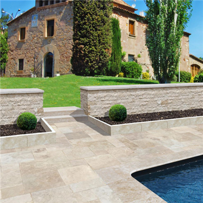 Dalle en pierre naturelle Travertin beige Opus 4 formats - Cappadoce Classic - ép. 1,20 cm