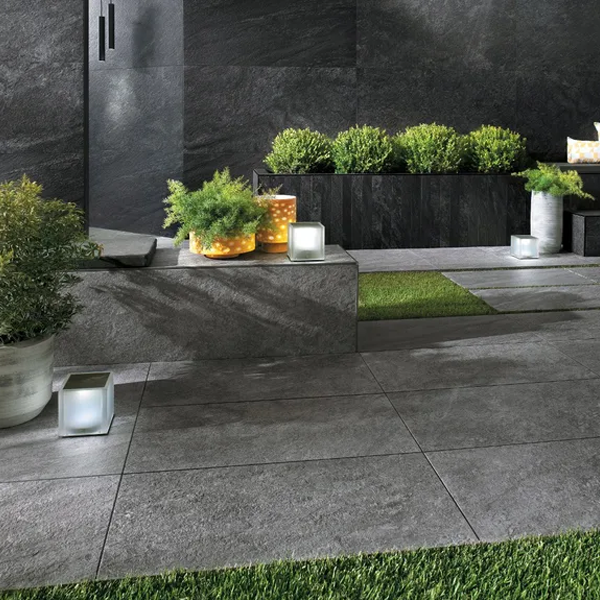 Carrelage extérieur grès cérame rectifié forte épaisseur effet pierre - Brave - 60,0 CM x 60,0 CM - ép. 20,00 MM - Grey