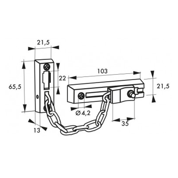 Entrebâilleur de porte d'entrée Thirard avec chaîne en acier - finition nickel satin
