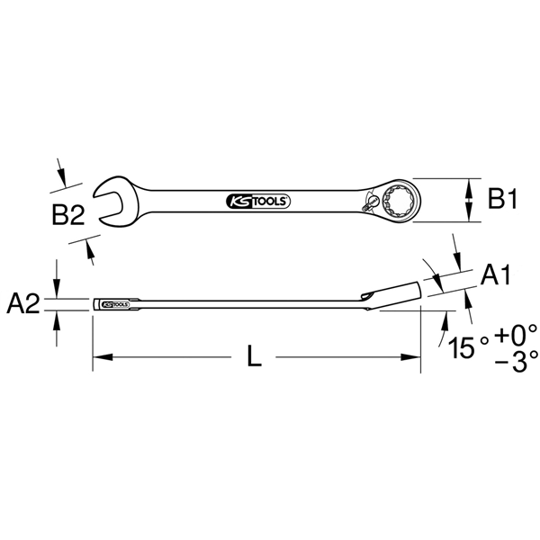 Clé mixte à cliquet réversible GEARplus KS Tools diamètre 6 mm