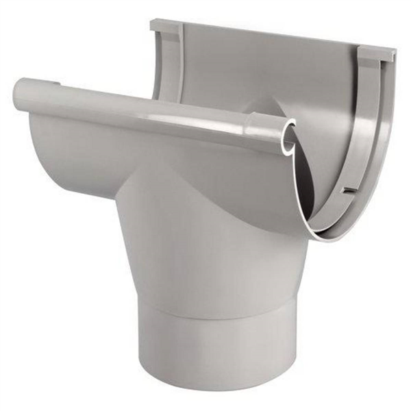 Naissance centrale à coller Nicoll NAC333 pour gouttière LG33 - Techtan - tube rond de 125 mm - gris