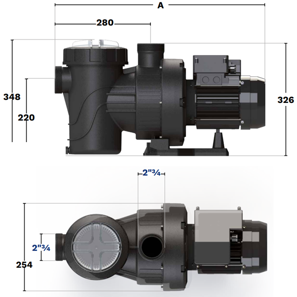 Pompe de filtration de piscine auto-amorçante Astralpool Verdon ES 075M - débit de 10,5 m³/h - 230 V - 3/4 CV