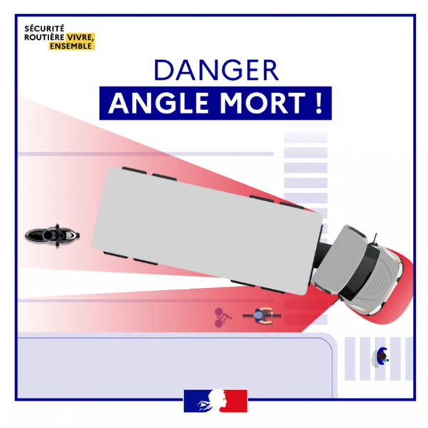Autocollant sticker adhésif "Attention angles morts" pour poids lourd - 170 x 250 mm - Lot de 10