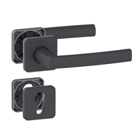 Ensemble poignée de porte à clé en I avec rosace Vachette Koya - alu noir- carré 7 mm