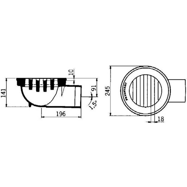 AVALOIR FONTE REF. 6199.00.00 CADRE D245 SORTIE DN100 H