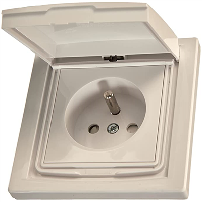 Prise de courant 2P+T avec clapet étanche Schneider Asfora complet - à encastrer - blanc - IP44 - 16 A - 230 V