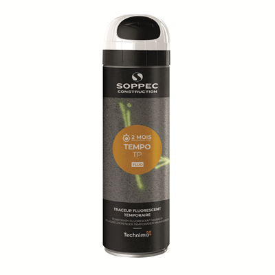 Traceur de chantier TEMPO TP fluorescent temporaire 2-8 semaines couleur blanc 500 ml