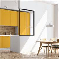 Verrière fixe type atelier - profil étroit alu noir mat - 2 partitions verre feuilleté clair - 1200,0 MM x 701,0 MM