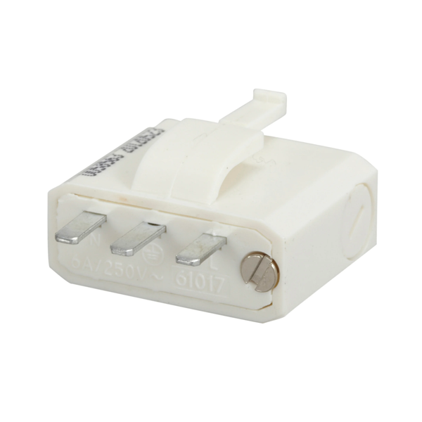 Fiche DCL Debflex -  Connexion à vis - 2 pôles + terre - 3,5 x 3 x 2 mm - Polypropylène - Blanc