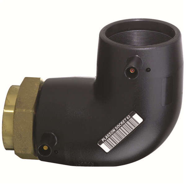 COUDE TRS. 90 PE PN16 F. LAITON D63X2