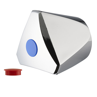 Croisillon tricorne métal chromé pour robinet avec pastille rouge et bleue - Noyon et Thiebault