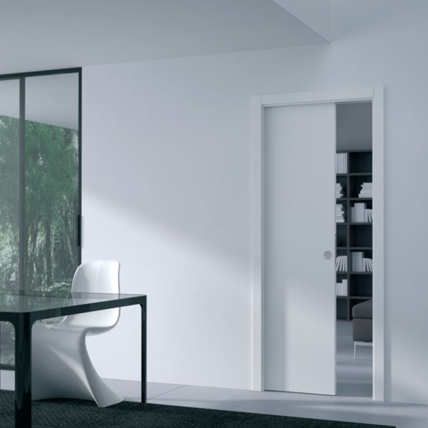 Système à galandage pour porte coulissante - châssis un ventail - Eclisse Unique 95 - porte de 204,0 CM x 93,0 CM