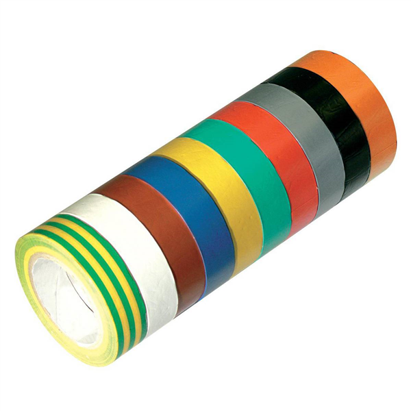 LOT DE 10 ROULEAUX PVC ADHESIFS MULTICOLORES