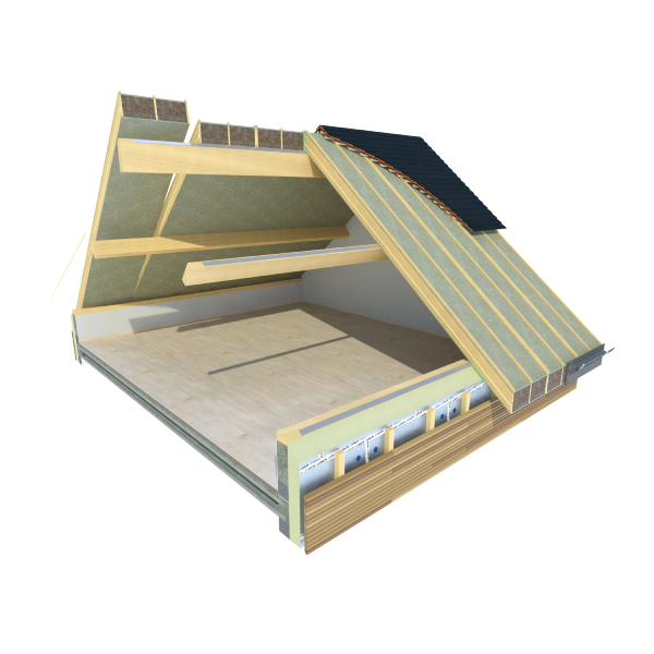 Panneau sandwich toiture USYSTEM Roof DS Natural Wool GFB - 6,10 m².K/W - 0.8 x 3.05 m - ép. 267,00 MM