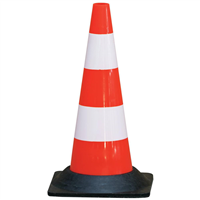 Cône de signalisation plastique Taliaplast avec pied caoutchouc hauteur 50 cm