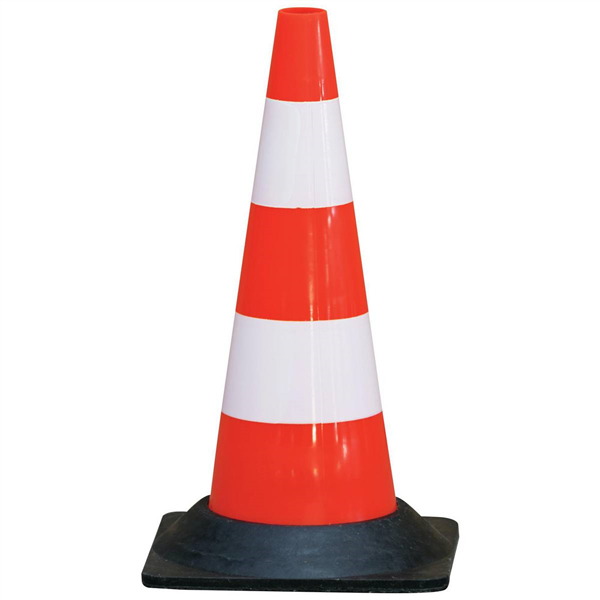 Cône de signalisation plastique Taliaplast avec pied caoutchouc hauteur 50 cm