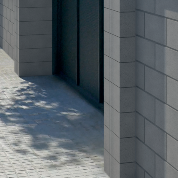 Élément de pilier Rigato en béton décoratif - Gris - 40,0 CM x 40,0 CM x 17,1 CM